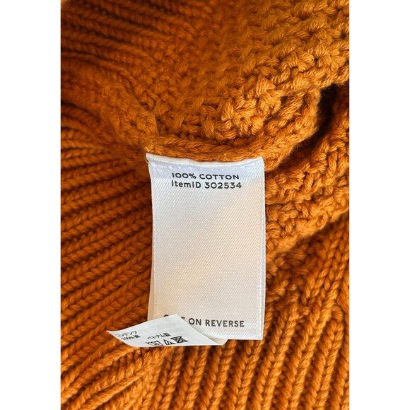 LL Bean Signature Women's Funnelneck Sweater Size XL Cable Knit Mustard Gold - Picture 8 of 9